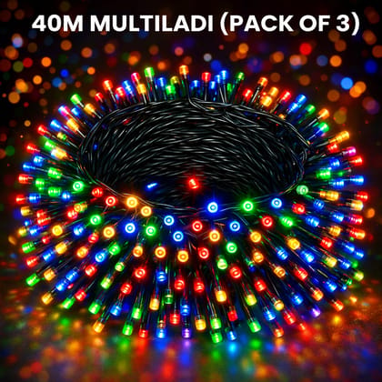 SPARKWORLD 40 Meter Multicolor LED Decorative String Lights (Pack of 3) Heavy-Duty Ladi for Festivals, Parties & Outdoor Decor