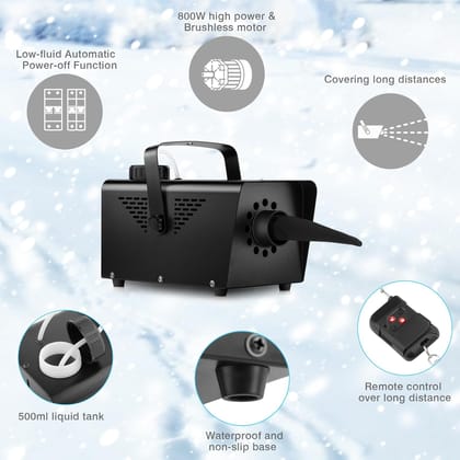 SPARKWORLD Snow Machine Snowflake Making Machine - 800W Artificial Fake Snow Machine with Wireless Remote Control for Indoor Outdoor Party Wedding Stage Backyard Holiday