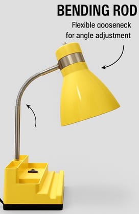 SPARKWORLD Yellow Study Table Lamp with Organizer Base Study Lamp (35 cm, Yellow)