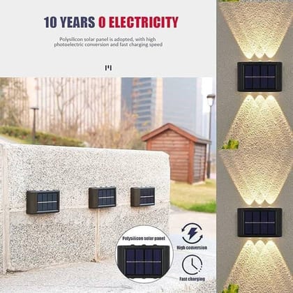SPARKWORLD Solar Up-&-Down Wall Light (Pack of 1) IP65 Waterproof, Auto Dusk-to-Dawn LED Outdoor Lamp | Colour: 3+3(Solar)