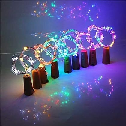 SPARKWORLD (Pack of 4) Multicolor Cork Bottle Fairy Lights | Battery Operated String Lights for DIY, Decoration, Weddings & Gifting | Size: 2 m