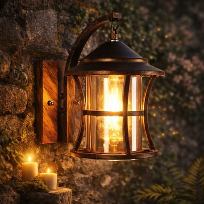 SPARKWORLD Vintage Industrial Wall Lamp with Glass Chimney Shade | Antique Copper Finish | Metal Rustic Wall Light Fixture for Home & Caf Decor | Bulb Not Included