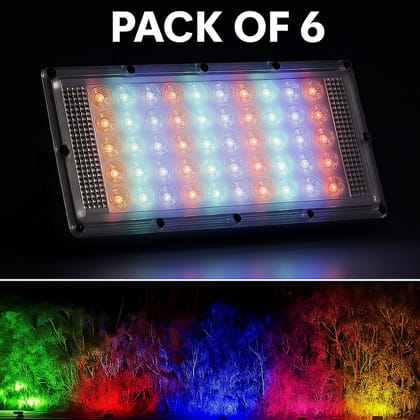 SPARKWORLD (Pack of 6)- 50 Watt Brick Ultra Bright lens Led Flood Light (RGB 50W) Flood Light Outdoor Lamp (Multicolor) | Colour: Multicolor (Pack of 6)