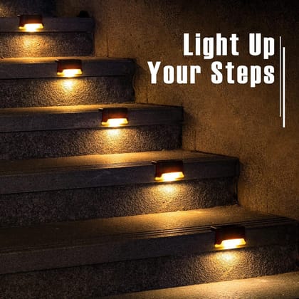 SPARKWORLD SolarStep Solar-Powered LED Step & Deck Light 4-Pack (Warm White, IP65 Waterproof) | Size: 1200 mAh | Colour: SolarStep_4qty