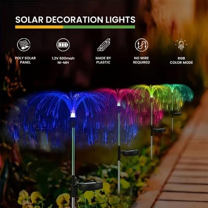 SPARKWORLD Solar Decorative Jellyfish Light 7 Color Changing Waterproof Outdoor Garden Pathway Lawn Driveway(Metal Stake, Pack of 1), LED, White