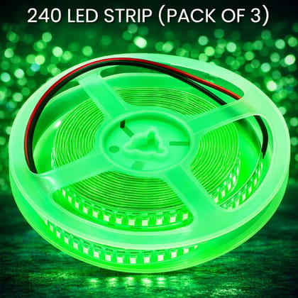 SPARKWORLD 240 LEDs 5 m Green Steady Strip Rice Lights (Pack of 3)