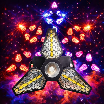 SPARKWORLD 3-Leaf Foldable LED Decorative Ceiling Light | Multi-Color Projection Effect | High Brightness COB Center Lamp | Adjustable Angle Garage/Room LED Lamp | Colour: 3 Leaf Foldable LED Light