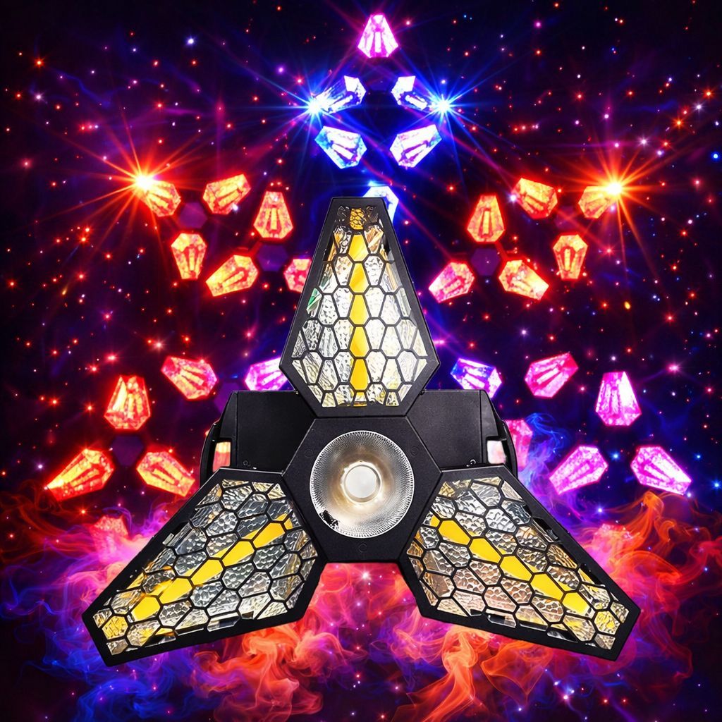 SPARKWORLD 3-Leaf Foldable LED Decorative Ceiling Light | Multi-Color Projection Effect | High Brightness COB Center Lamp | Adjustable Angle Garage/Room LED Lamp | Colour: 3 Leaf Foldable LED Light