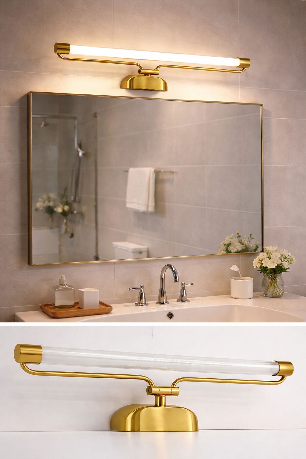 SPARKWORLD LED Picture Light 12W Wall Mounted | Gold Finish | 470mm Length | Warm White | Bathroom Mirror & Wall Art Light | Colour: LX546WL/12W/GD