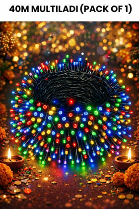 SPARKWORLD Multicolor 112 LEDs Color Changing Bulb Rice Lights Serial String Led Light Comes with 8 Modes Changing Controller for Indoor & Outdoor Home Decoration, Diwali, Christmas, Patio Garden Yard (Multicolor, (Pack Of 1) | Size: 40 M | Colour: 40M