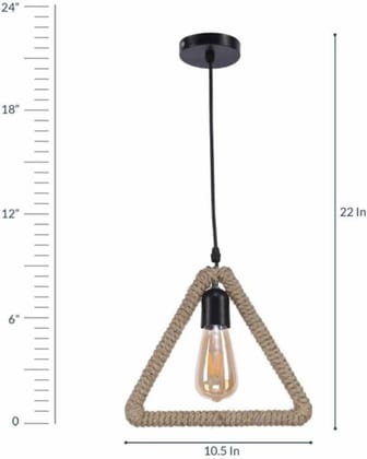 SPARKWORLD Rustic Rope Hanging Triangle Pendant Light Vintage Industrial Ceiling Lamp for Home & Caf Decor | Size: 26X55 cm