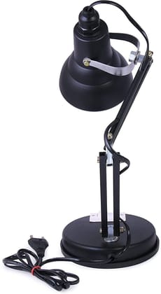 SPARKWORLD Adjustable Black Metal Study Table Lamp Flexible Arm Desk Light with On/Off Switch for Students, Office & Home Use | Size: 15x 23 cm