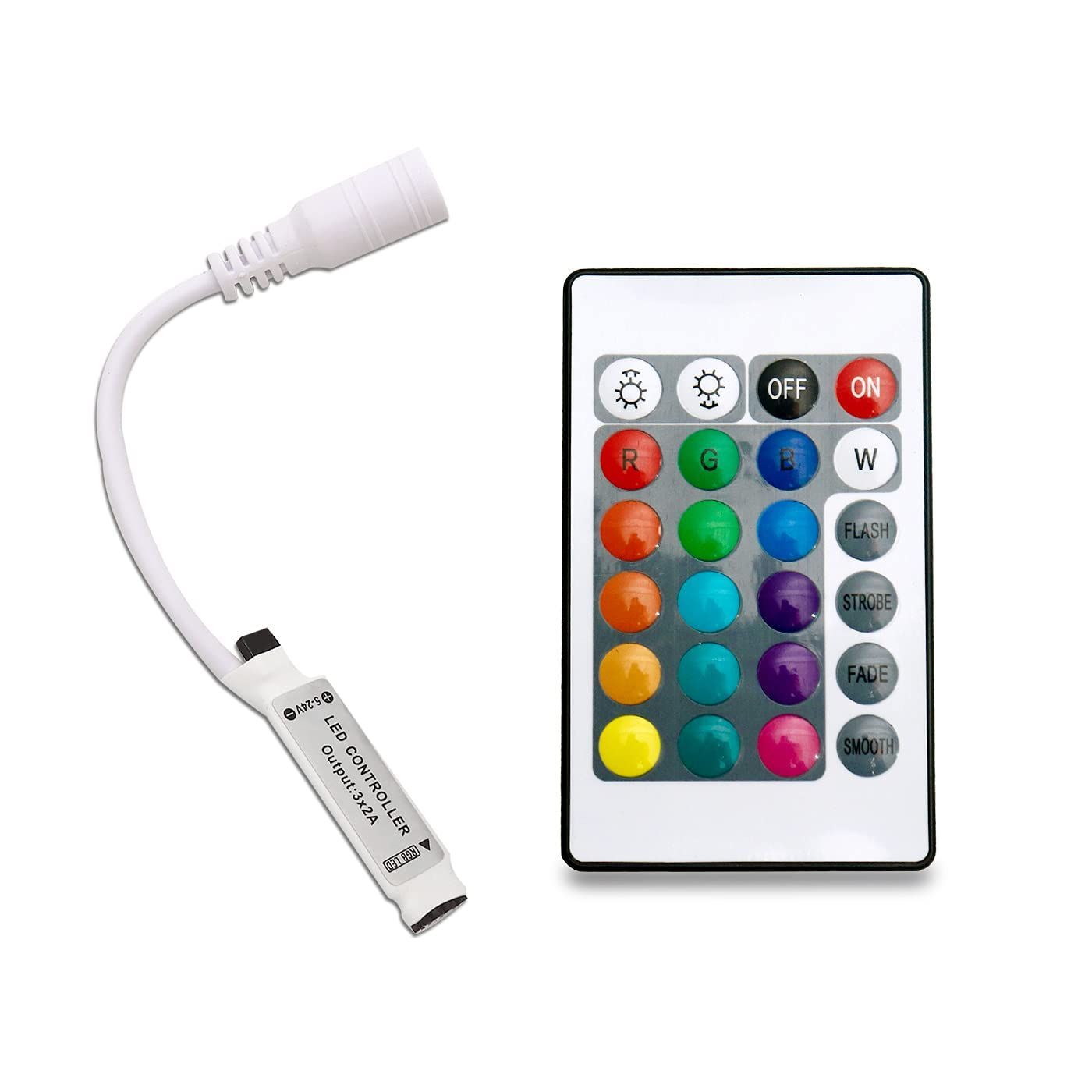 SPARKWORLD 12V DC Mini RGB LED Strip Remote Controller 24 Key RF Wireless Remote for RGB LED Light Strips | Compact & Easy to Use | Colour: multi